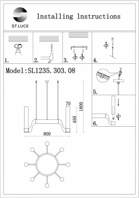 Подвесная люстра Ettore SL1235.303.08