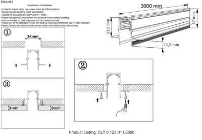 Шинопровод магнитный встраиваемый Crystal Lux CLT 0.123 01 L3000 WH