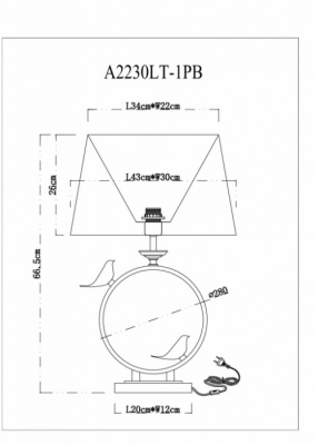 Интерьерная настольная лампа Rizzi A2230LT-1PB