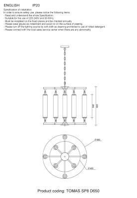 Люстра Crystal Lux TOMAS SP8 D650 CHROME