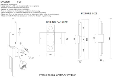 Бра Crystal Lux CARTA AP6W LED BLACK/BRASS