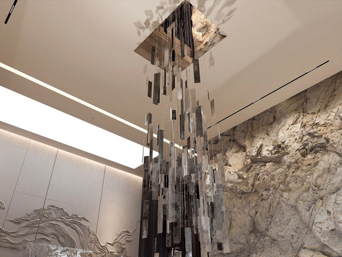 Система подъема люстры на 4х тросах. Барвиха.